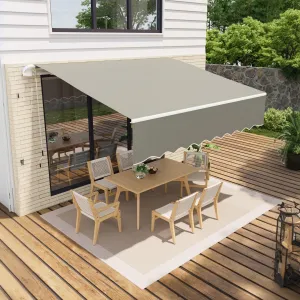 Manual Retractable Awning 10'x8' Waterproof, UV50+ Protection, Heavy-Duty Aluminum Frame, Adjustable Roll-Out, Gray, for Deck & Porch