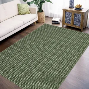 Modern Green 8x10 Printed Area Rug – Thin, Soft Bordered Throw Mat for Bathroom, Living Room, or High-Traffic Areas