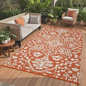 9x12 Outdoor Rug Waterproof Reversible Medallion Pattern Polypropylene Lightweight Foldable Patio Deck Backyard Camping