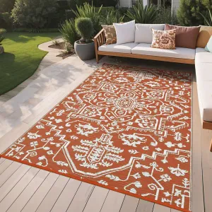 9x18 Outdoor Area Rug Vintage Plastic Non-Slip Stain-Resistant Waterproof Orange Patio Camping Deck Mat