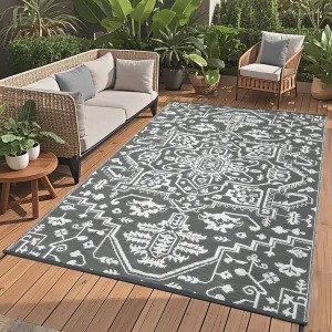 Outdoor Reversible Rug 8x10 Waterproof UV Resistant Plastic Straw Patio Deck Balcony Camping Picnic Mat