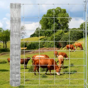 5'x164' Cattle Fence - 15-Gauge Galvanized Steel with Zinc Coating, Reinforced Joints for Livestock & Garden Protection