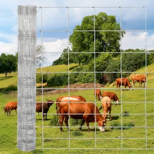 5'x328' Cattle Fence - 15-Gauge Galvanized Steel, Welded Mesh w/Reinforced Joints for Livestock & Garden Protection