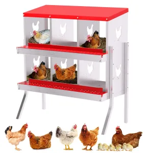 6 Compartments Metal Chicken Nesting Boxes, Nesting Boxes with Metal Legs, Chicken Laying Box with Roll Out Egg Collection with Vented Holes