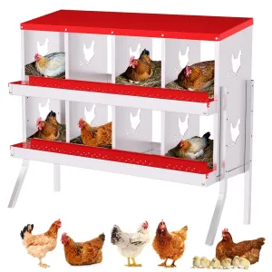 8 Compartments Metal Chicken Nesting Boxes, Nesting Boxes with Metal Legs, Chicken Laying Box with Roll Out Egg Collection with Vented Holes