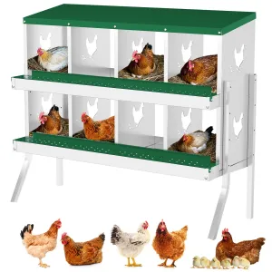 8 Compartments Metal Chicken Nesting Boxes, Nesting Boxes with Metal Legs, Chicken Laying Box with Roll Out Egg Collection with Vented Holes