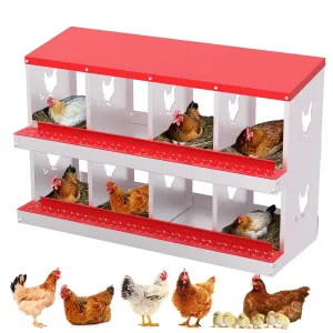 Chicken Nesting Box 8 Compartment Metal Galvanized Steel Durable Rust-Resistant Easy Egg Collection Ventilated for Coop