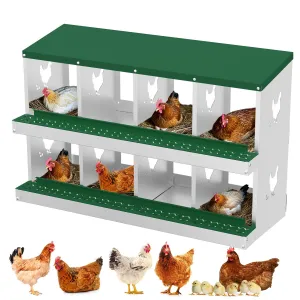 8 Compartments Metal Chicken Nesting Boxes, Nesting Boxes, Chicken Laying Box with Roll Out Egg Collection with Vented Holes
