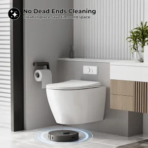 Modern Wall-Mounted Toilet with Ultra Thin Cover, Easy Clean Ceramic, Space Saving, White