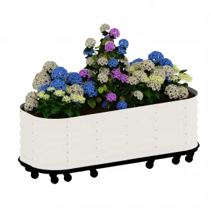 Self-Watering Wheeled Metal Garden Bed with Lockable Wheels & Water Reservoir, Galvanized Steel, Rust-Resistant, Mobile Raised Planter for Indoor/Outdoor Herb & Veggie Growing