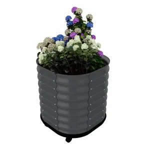 Self-Watering Wheeled Metal Garden Bed with Lockable Wheels & Water Reservoir, Galvanized Steel, Rust-Resistant, Mobile Raised Planter for Indoor/Outdoor Herb & Veggie Growing