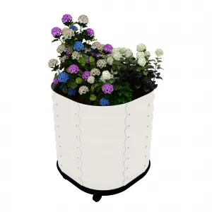 Mobile Raised Garden Bed with Water Reservoirs, Lock Wheels, Rustproof Galvanized Steel, Wave Panels, Compact Design for Patio & Indoor Herbs