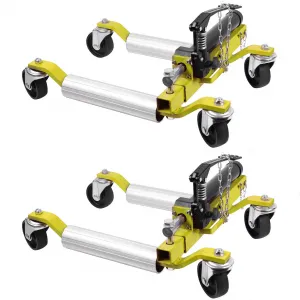 Car Wheel Dolly Set of 2, 1500LBS Capacity Car Dolly with Hydraulic Tire Jack for Vehicle Positioning for Truck RV Trailer, Yellow