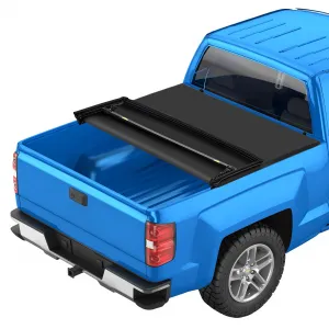 Tri-Fold Truck Bed Cover Strong Support PVC Material Tailgate Locking for 2014-2018 Chevy Silverado/GMC Sierra 1500 6.6FT