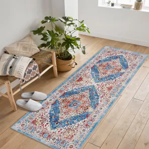 Persian Multicolor 2x6 Washable Vintage Runner Rug – Traditional Woven Stain-Resistant Non-Slip Carpet for Living Room, Bedroom, or Office
