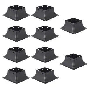4x4 Post Base 10 Pcs Heavy Duty Powder-Coated Post Anchor Deck Post Brackets Black 3.6x3.6 in