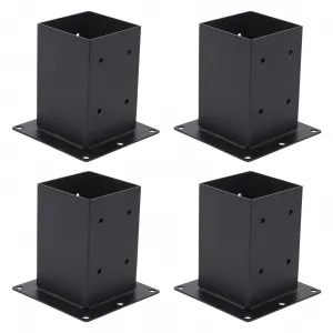 4x4 Post Base 4 Pcs Heavy Duty Powder-Coated Post Anchor Deck Post Brackets Black
