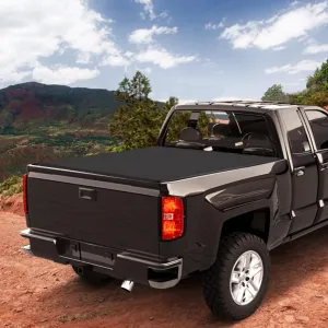 Tri-Fold Truck Bed Cover Strong Support PVC Material Tailgate Locking for 2014-2018 Chevy Silverado/GMC Sierra 1500 5.8FT