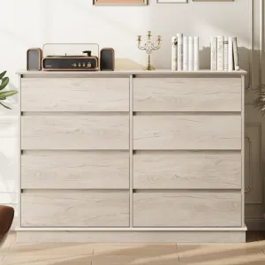 8 Drawer Dressers for Bedroom, Chest of Drawers with Deep Drawers, Large Double Dresser for Closet with Wide Top, Horizontal Wooden Dresser for Living Room, Hallway, Kids Room - Oak