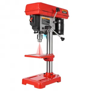 8" Benchtop Drill Press with Laser Ray, 5 Speeds, 0-45° Tilting Worktable, LED Light, for Wood & Metal, 8 Inch, Metal Color