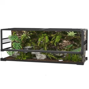 67 Gallon Reptile Glass Terrarium, Toughened Glass Reptile Tank with Top & Side Screen Ventilation Reptile Terrarium Sliding Door & Anti Escape for Lizard Snake, 48 x 18 x 18 in