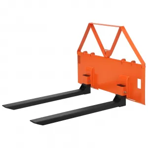 46" Heavy-Duty Pallet Forks for Tractor & Skid Steer – 3200 lbs Capacity – Quick Attach Loader Fork Attachment – Global Farm Material Handling Tool – Color: Orange | Packed in Two