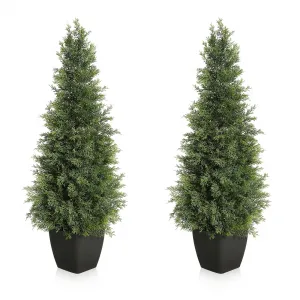3FT Artificial Topiary Trees Uv Resistant Bushes Potted Plants Artificial Cedar Tree Artificial Shrubs Tree for Indoor Outdoor