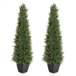 Two 4FT Faux Cedar Tree, Outdoors UV Protection Faux Cedar Tree Pine Tree, Outdoor Front Porch Décor
