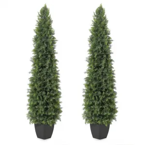 5FT Artificial Topiary Trees Uv Resistant Bushes Potted Plants Artificial Cedar Tree Artificial Shrubs Tree for Indoor Outdoor