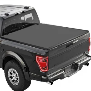 T3 Soft Tri-Fold Truck Bed Tonneau Cover for 2015-2023 Ford F150 (Incl. Lightning) , Fits 6.5' / 78" Fleetside Bed, Waterproof, Durable, Easy Install, Black