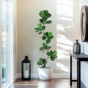 6FT Artificial Fiddle Leaf Fig Tree with Black Nursery Planter for Indoor Outdoor