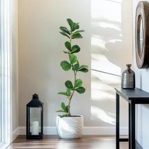 5FT Artificial Fiddle Leaf Fig Tree with Black Nursery Planter for Indoor Outdoor