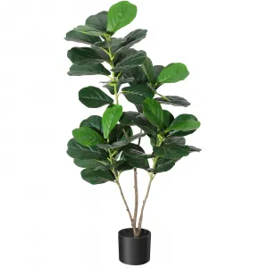Artificial Tree,Faux Fiddle Leaf Fig Tree,4ft Tall Ficus Tree Artificial for Home Decor,Fake Lyrata Fig Plants Green Tree with Pot for Indoor Outdoor Home Office Living Room Bathroom Decor