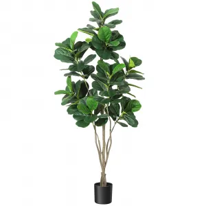 Artificial Tree,Faux Fiddle Leaf Fig Tree,6ft Tall Ficus Tree Artificial for Home Decor,Fake Lyrata Fig Plants Green Tree with Pot for Indoor Outdoor Home Office Living Room Bathroom Decor