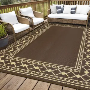 Large Outdoor Rug Waterproof Plastic Straw 10x20 Brown Coffee Patio Camping RV Deck Porch