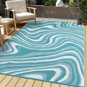 Large Modern Outdoor Rug 8x10 - Waterproof, Reversible - Polypropylene - UV Resistant, Lightweight - Patio, Camping, Balcony