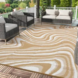 10x20 Modern Large Outdoor Rug Waterproof Reversible Plastic Straw Rug for Camping Picnic Beach Light Brown