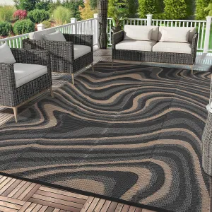 10x14 Outdoor Area Rug Waterproof Reversible UV Resistant Polypropylene Modern Abstract Design Lightweight Portable for Patio Beach RV