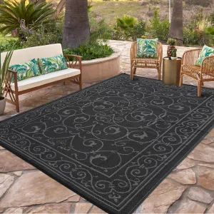 Outdoor Rug 8x10 Waterproof Reversible Diamond Pattern Plastic Straw Easy Clean Foldable Lightweight Patio Porch Camping Beach