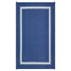 Reversible Outdoor Rug – Waterproof, UV Resistant Patio Carpet – Easy Clean, Non-Slip, Durable Woven Garden Mat – Modern Design for Deck, RV, Balcony, Picnic – Navy Blue/White, 8x10ft