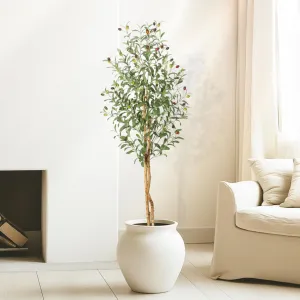 Artificial Tree Fluffy Artificial Olive Tree 5FT Tall, Modern Large Fake Plant Decor In Pot for Indoor Outdoor,2 PCS