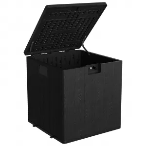 28 gal Outdoor Storage Box with Lid, Weather-Resistant Plastic Deck Box, Lockable Outdoor Storage Bin for Patio Furniture, Gardening Tools and Accessories, Black
