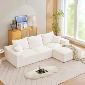 110'' Modular Sectional Sofa, L-Shaped Sofa With Deep Seats, Modern Convertible Chenille Couch With Ottomans, Washable Cloud Sofa for Living Room, Bedroom, No Assembly Required