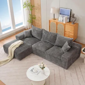 110'' Modular Sectional Sofa, L-Shaped Sofa With Deep Seats, Modern Convertible Chenille Couch With Ottomans, Washable Cloud Sofa for Living Room, Bedroom, No Assembly Required