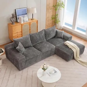 110'' Modular Sectional Sofa, L-Shaped Sofa With Deep Seats, Modern Convertible Chenille Couch With Ottomans, Washable Cloud Sofa for Living Room, Bedroom, No Assembly Required