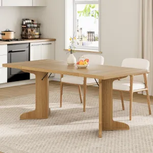 71 in Large Dining Table for 6 to 8 People, Modern Dinner Table with Unique Wooden Legs, Rectangle Dining Table for Kitchen, Dining Room & Living Room, Oak