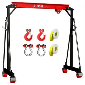 2T Adjustable Gantry Crane 4400 LBS Capacity With Manual Trolley For Warehouse Factory 8-12 ft Height Steel Portable