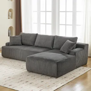 106" Modular Sectional Sofa Cloud-Like L-Shaped Couch With Chaise Lounge Convertible Compression Sleeper No Assembly Required Corduroy Fabric for Living Room Bedroom Apartment