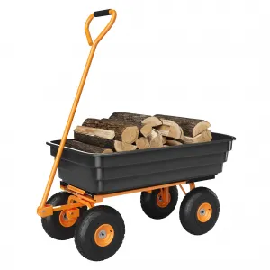 1200 lb All-Terrain Yard Wagon, Heavy-Duty Utility Cart with Quick Dump & Adjustable Handle, Garden Cart for Soil, Plants & Tools