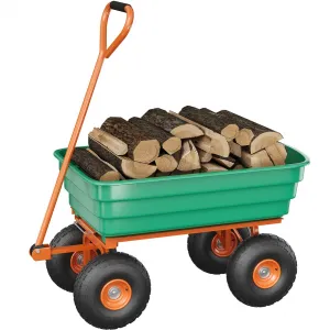 1200 lb Garden Dump Cart, All-Terrain Yard Wagon with Quick Dump, Adjustable Handle, Heavy-Duty Steel Frame Utility Cart